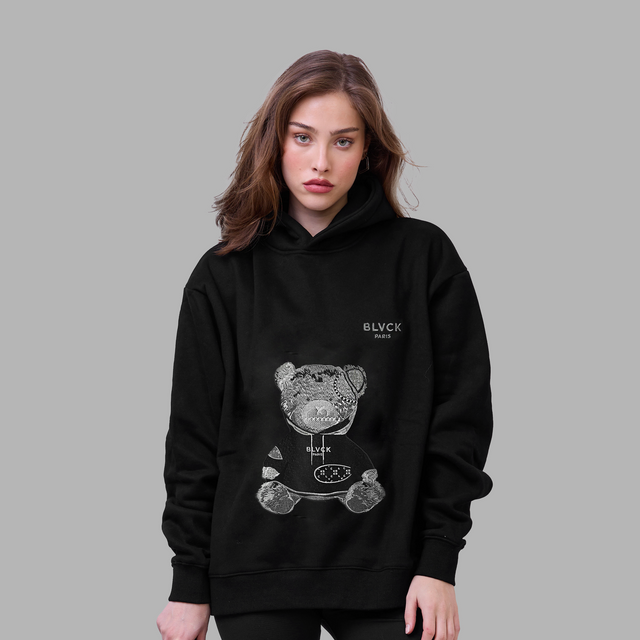 Sweatshirt à capuche 'Blvck Evil Twin Teddy Bear'