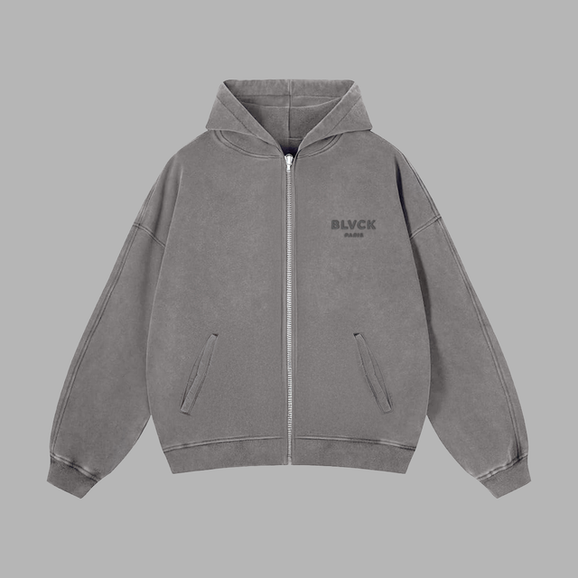 Sweat à capuche zippé délavé