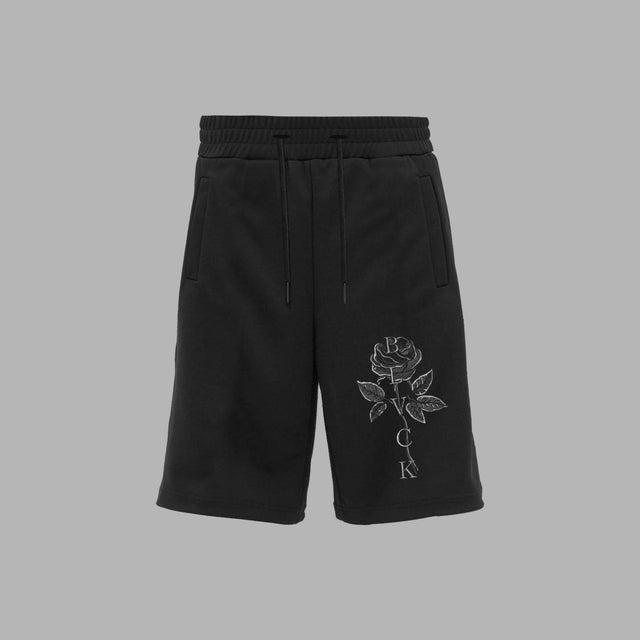short noir avec illustration de rose