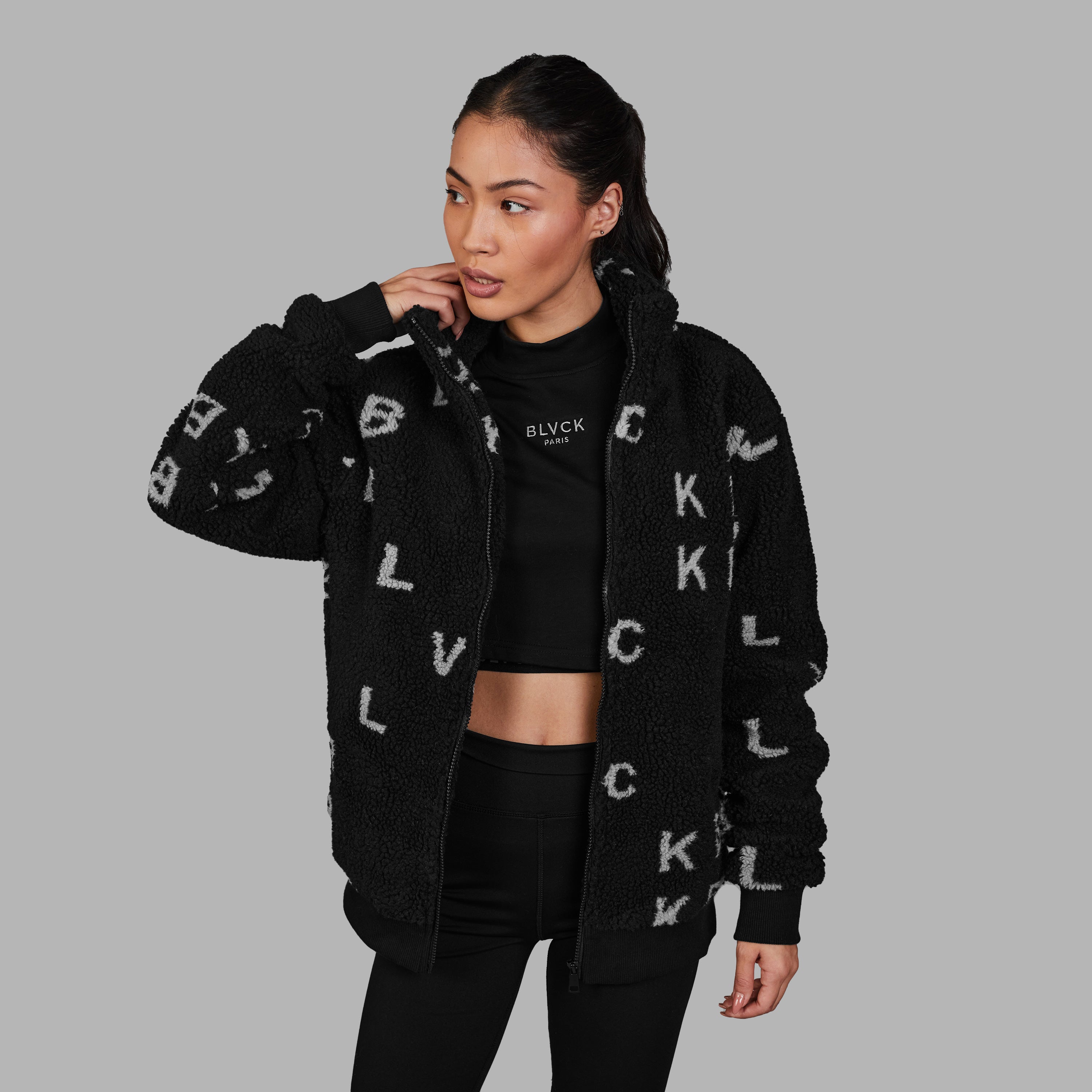 Monogrammed Fleece Jacket for Girls {Black}