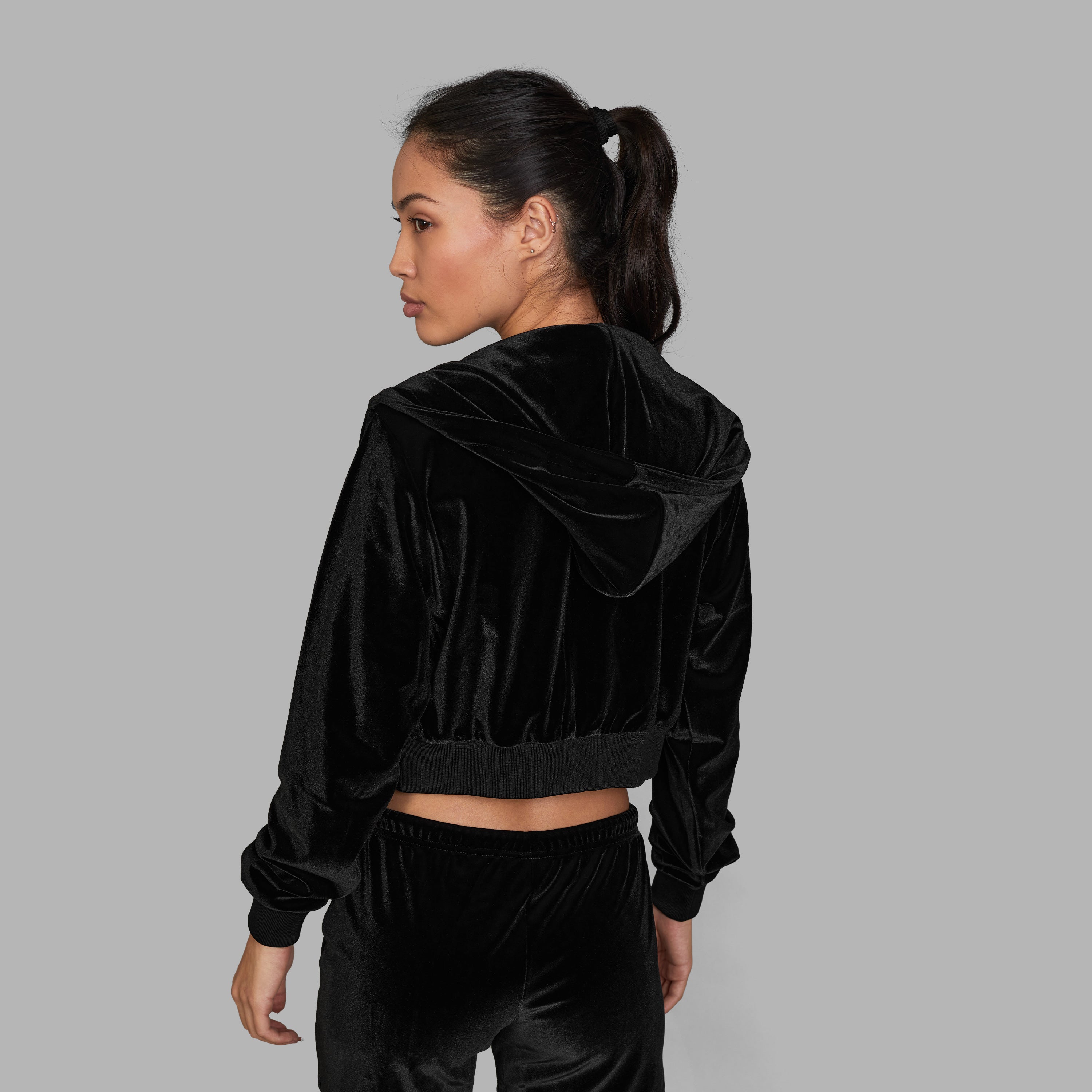 Blvck Cropped Velvet Hoodie