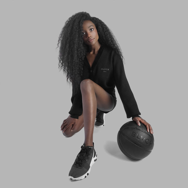 Cardigan noir en cacheimre et velours