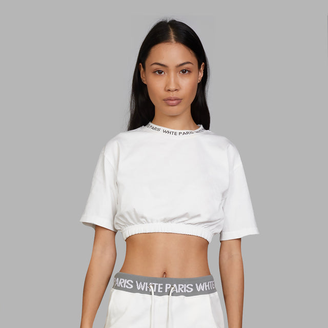 T-shirt 'Whte Neck Crop Tee'