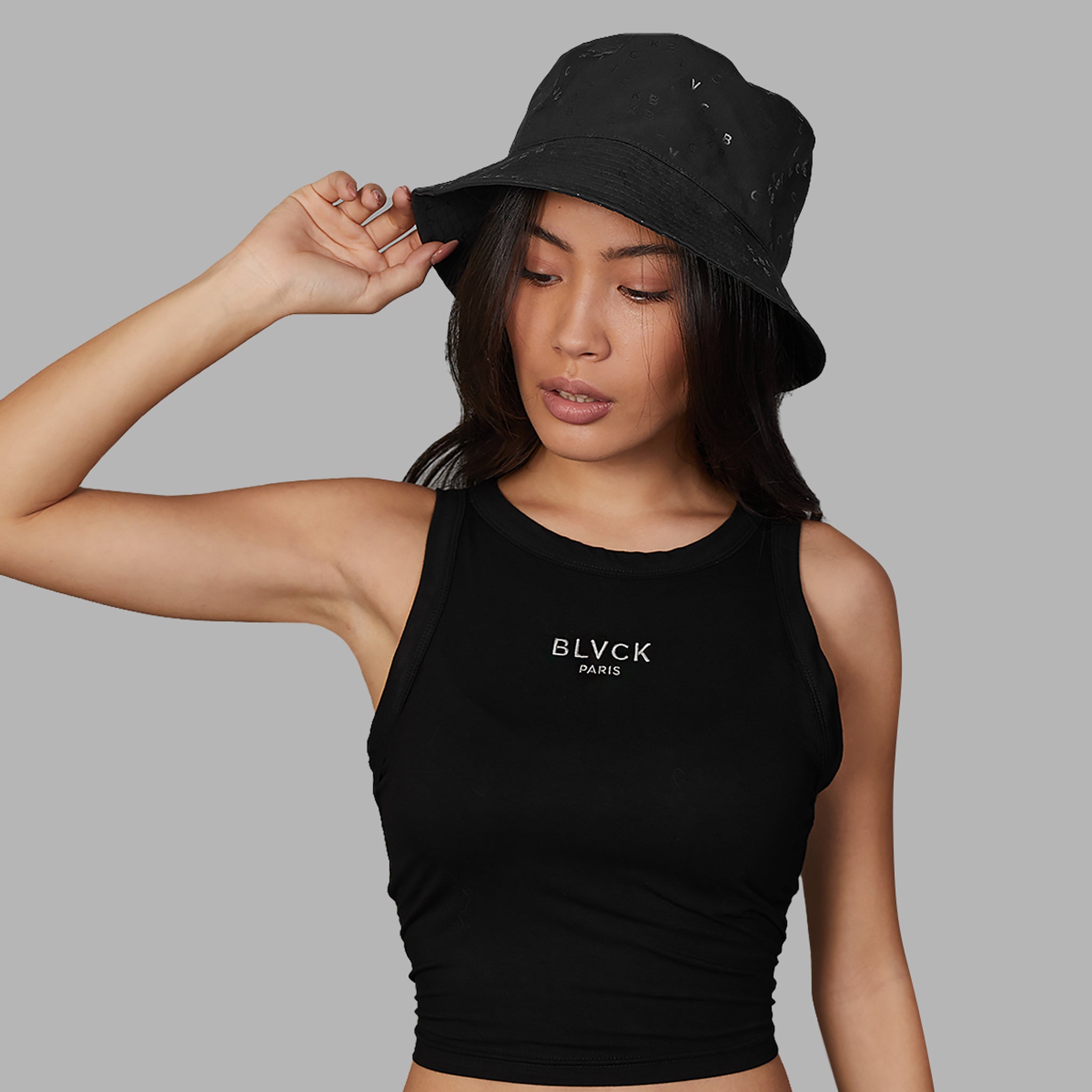 NEIGHBORHOOD MONOGRAM BUCKET HAT BLACK