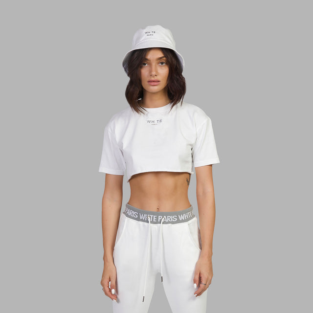 T-shirt blanc à coupe courte avec illustration de roses