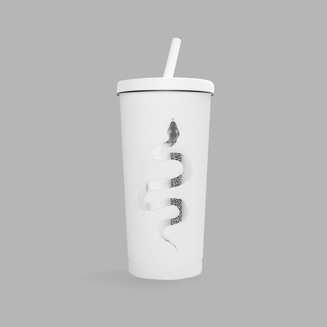 Gobelet blanc avec illustration serpent