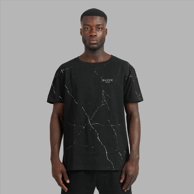 T-shirt noir avec effet marbre 