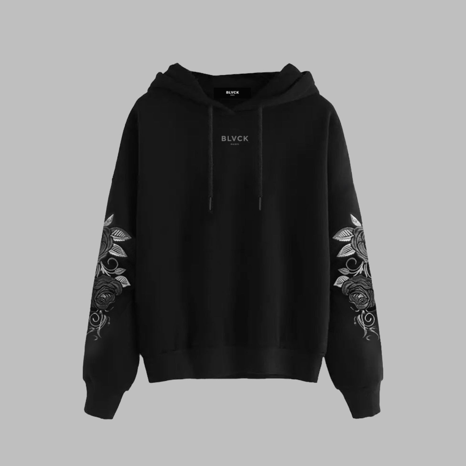 Mens hoodie with rose embroidery best sale