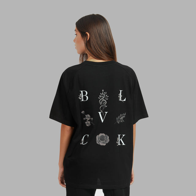 T-shirt noir avec logo floral