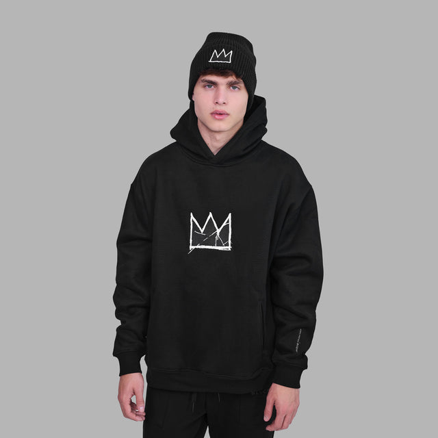 Sweatshirt à capuche motif couronne 'Blvck x Basquiat'