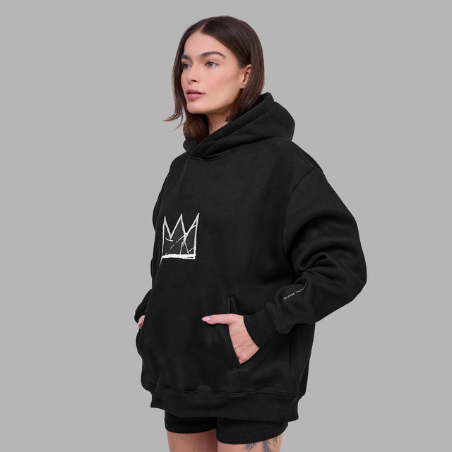 Sweatshirt à capuche motif couronne 'Blvck x Basquiat'