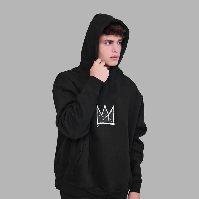 Sweatshirt à capuche motif couronne 'Blvck x Basquiat'