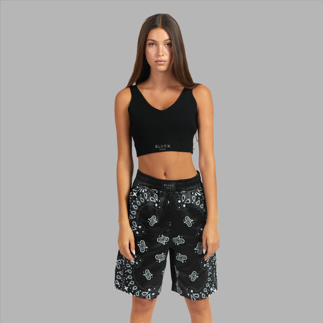 Short noir avec motif bandana