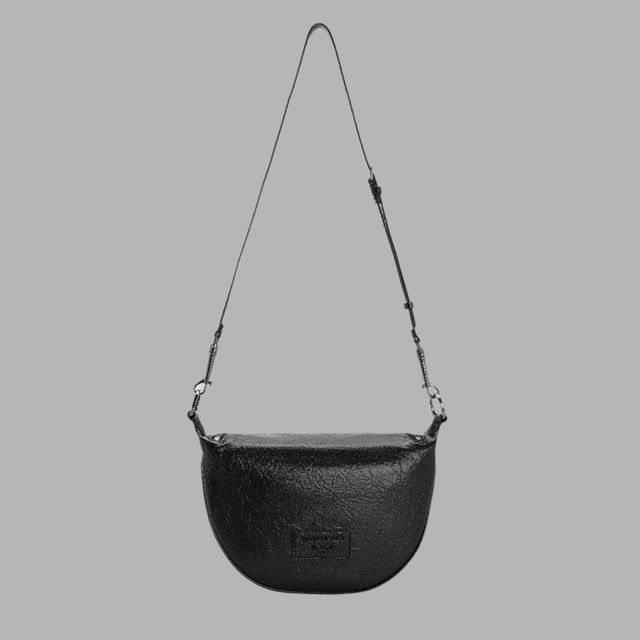 'Blvck x Charles & Keith' Philomena Rose-Motif Half-Moon Crossbody Bag