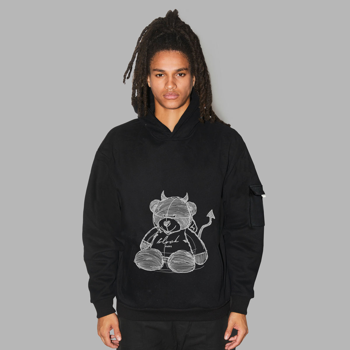 Sweatshirt à capuche noir 'Blvck Teddy'
