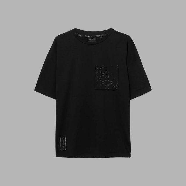 T-shirt noir avec poche monogrammée