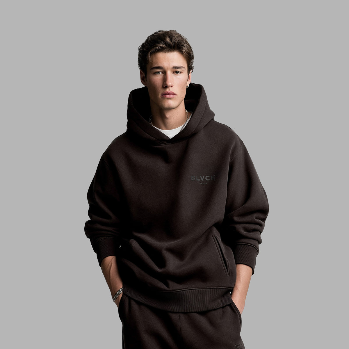 Sweatshirt à capuche marron foncé 'Dark Chocolate'