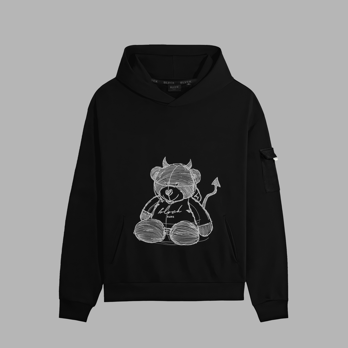 Sweatshirt à capuche noir 'Blvck Teddy'