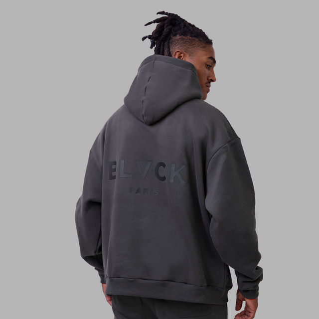 Blvck Paris Oversized Fleece Cotton Hoodie in Dark Grey