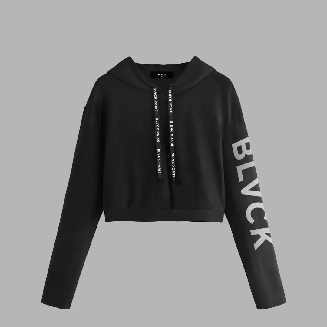 Signature Black Cropped Hoodie | Blvck Paris