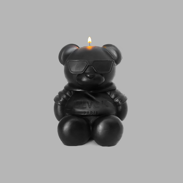 Bougie noire en forme d'ours