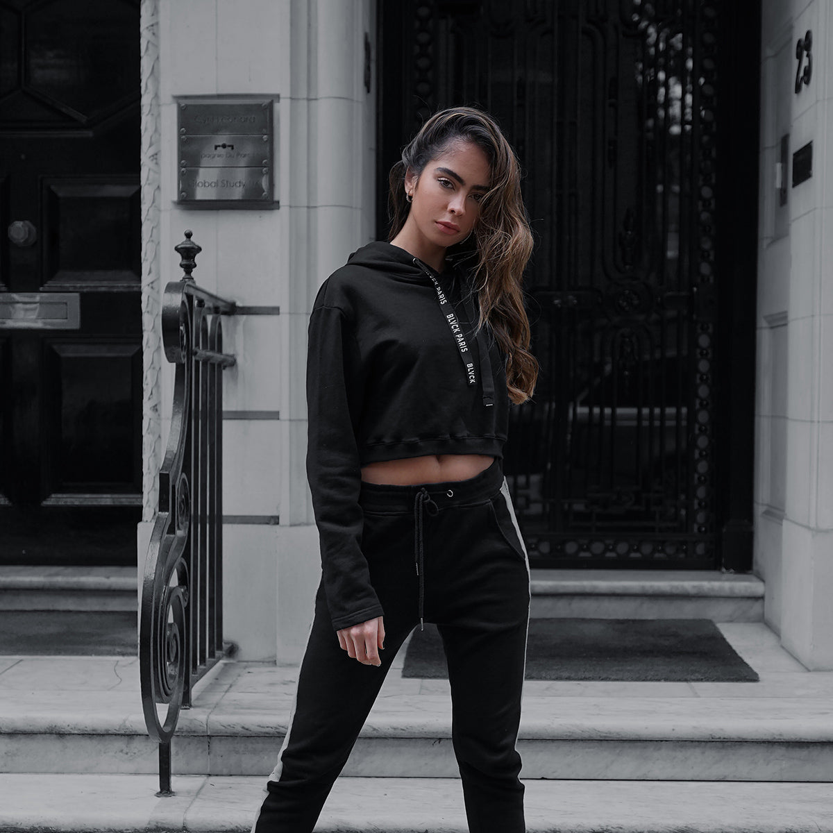 Signature Black Cropped Hoodie | Blvck Paris