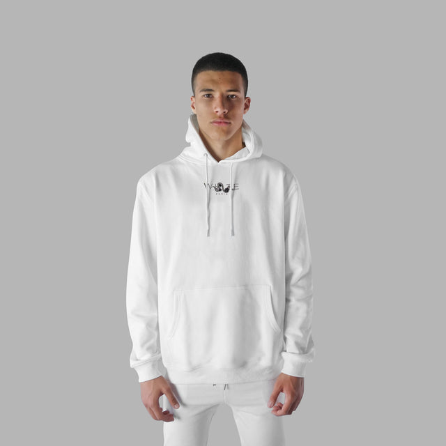 Sweatshirt à capuche blanc avec logo serpent floral