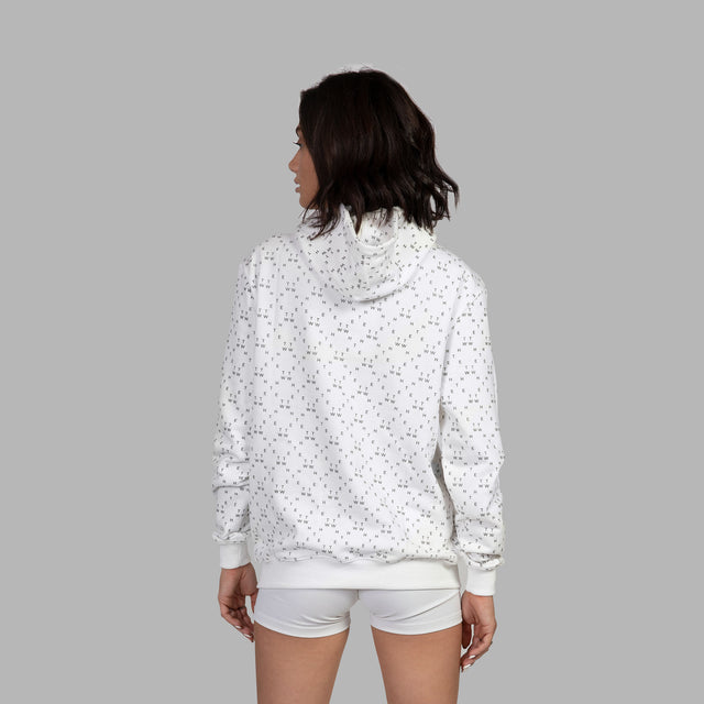 Sweatshirt à capuche blanc avec motif monogrammes 