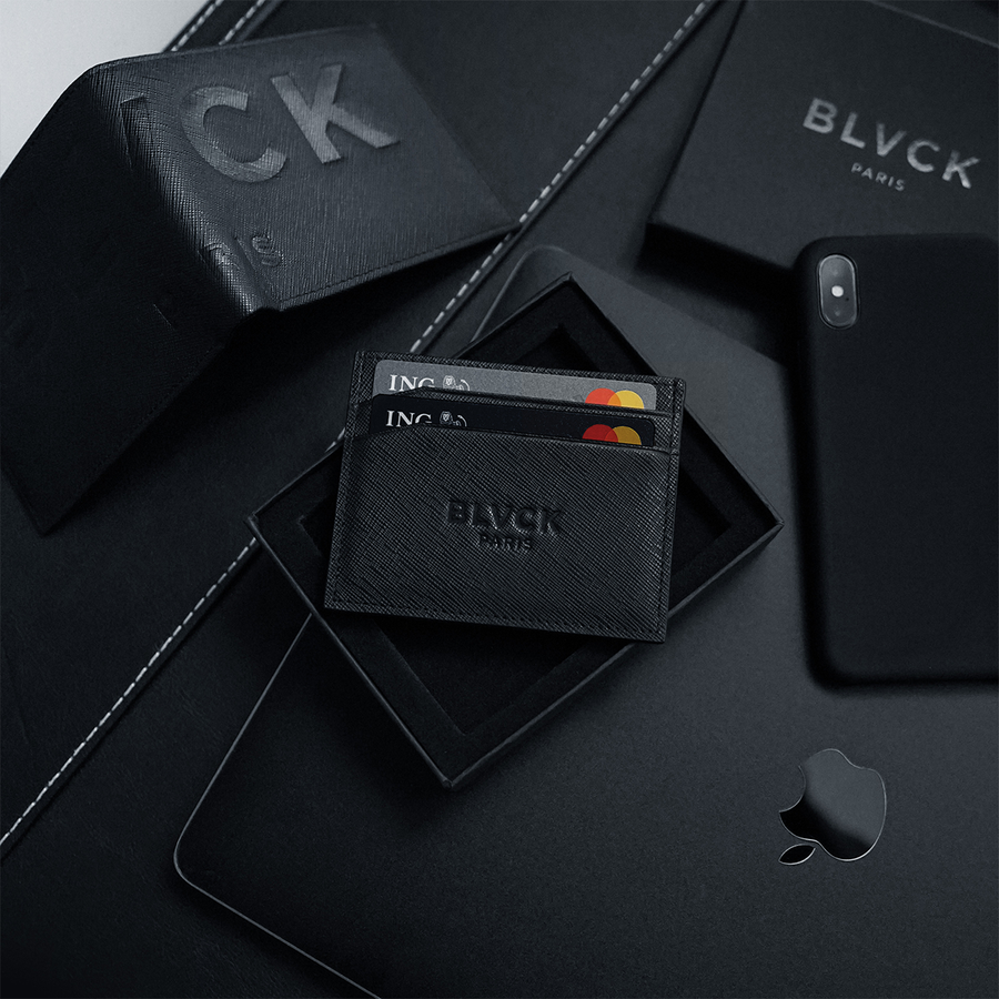 Smooth black calfskin leather cardholder – RSVP Paris