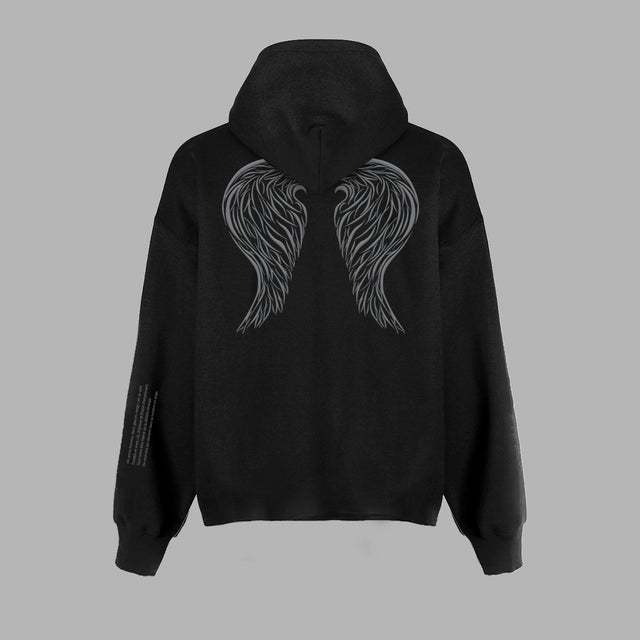 Sweatshirt à capuche avec illustration d'ailes 