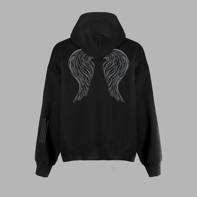 Sweatshirt à capuche avec illustration d'ailes