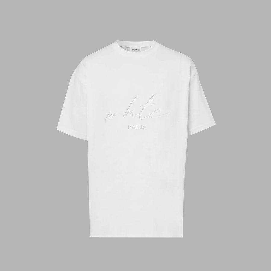 Whte Embroidered Signature Tee