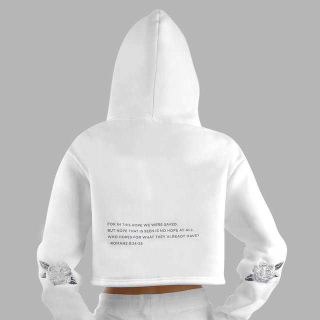 Sweatshirt à capuche blanc à coupe courte