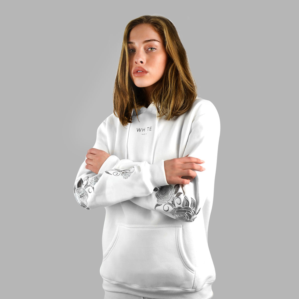 White hotsell hoodie rose